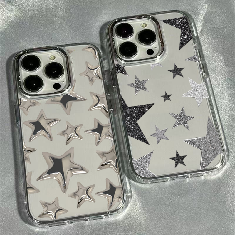 Phone Cases Pinterest - جراب هاتف شفاف بنمط النجمة اللامعة