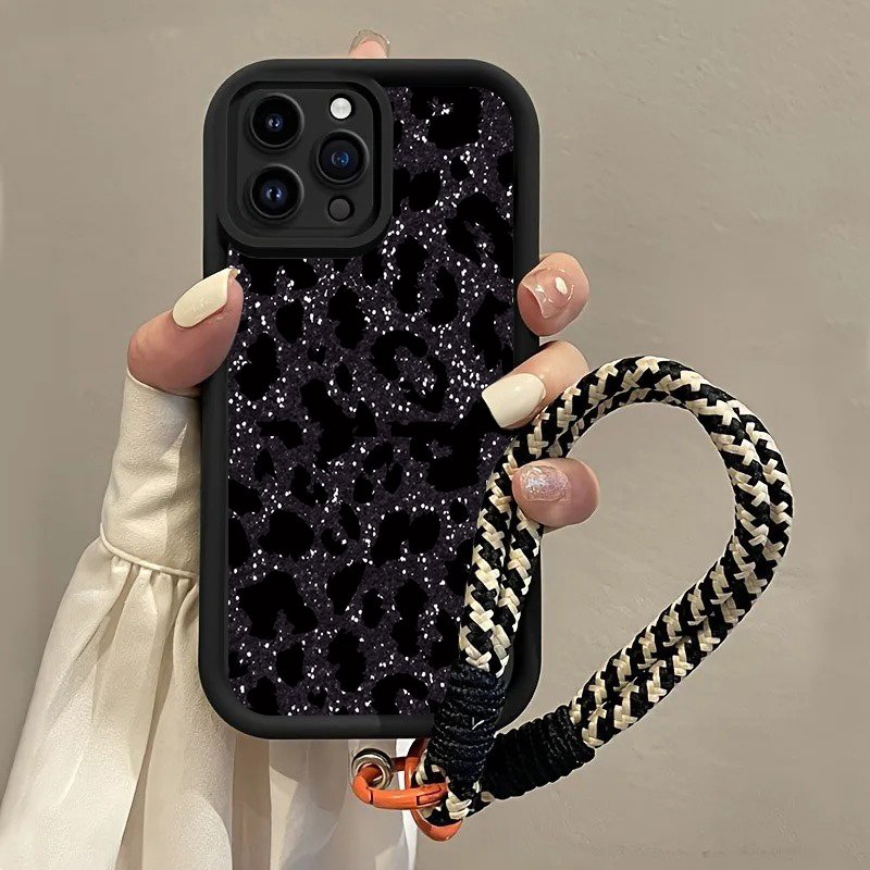 Phone Cases With Loop - جراب هاتف بتصميم فهد أسود منقط