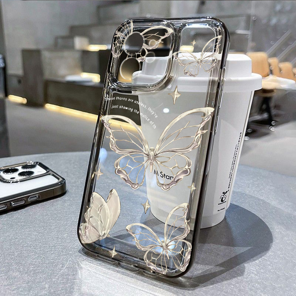 Phone Cases Pinterest - غطاء هاتف ذهبي بتصميم الفراشة لآيفون