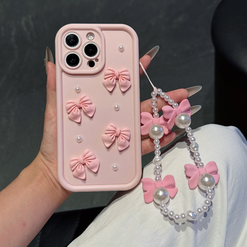 غطاء هاتف وردي مع ربطة عنق وحب - مراجعة Phone Cases With Charms وسعره