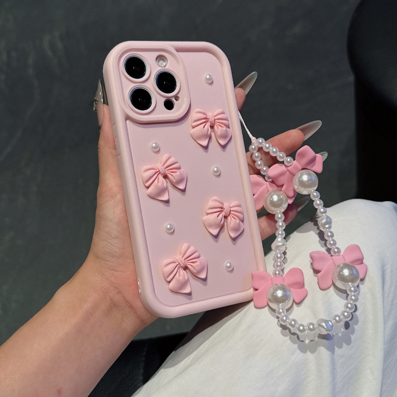 غطاء هاتف وردي مع ربطة عنق وحب - مراجعة Phone Cases With Charms وسعره