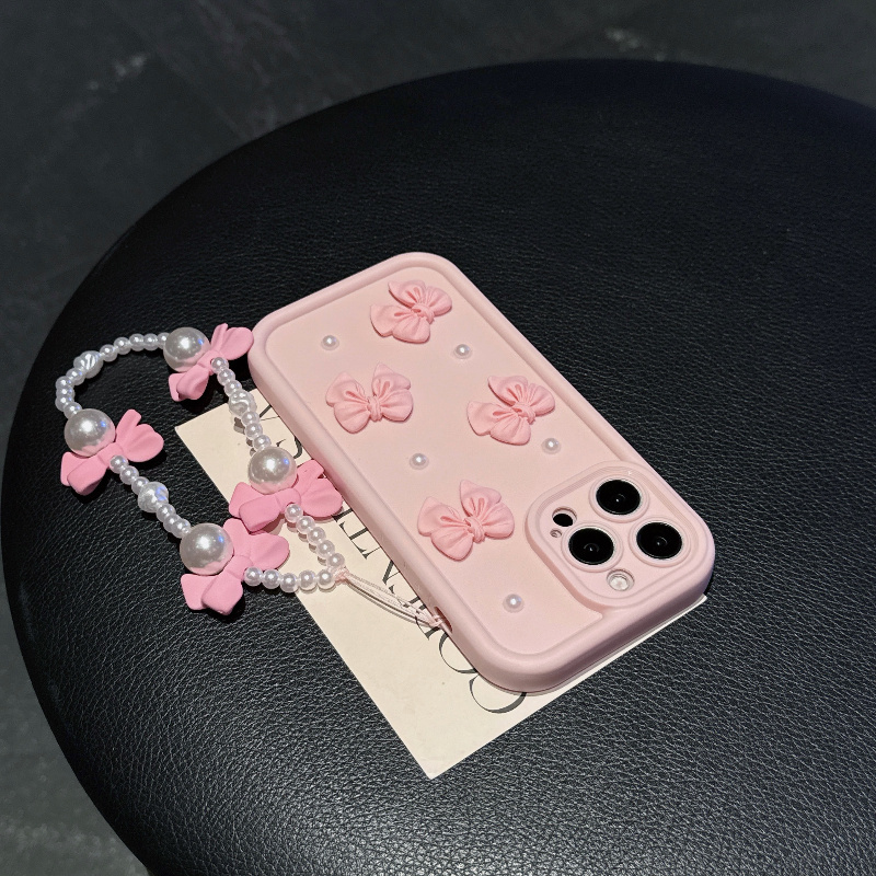 غطاء هاتف وردي مع ربطة عنق وحب - مراجعة Phone Cases With Charms وسعره
