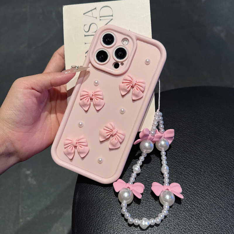 غطاء هاتف وردي مع ربطة عنق وحب - مراجعة Phone Cases With Charms وسعره