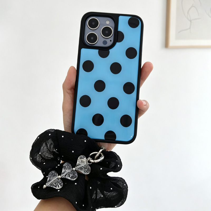غطاء هاتف أزرق وأسود منقط مع ح - مراجعة Phone Cases With Charms وسعره