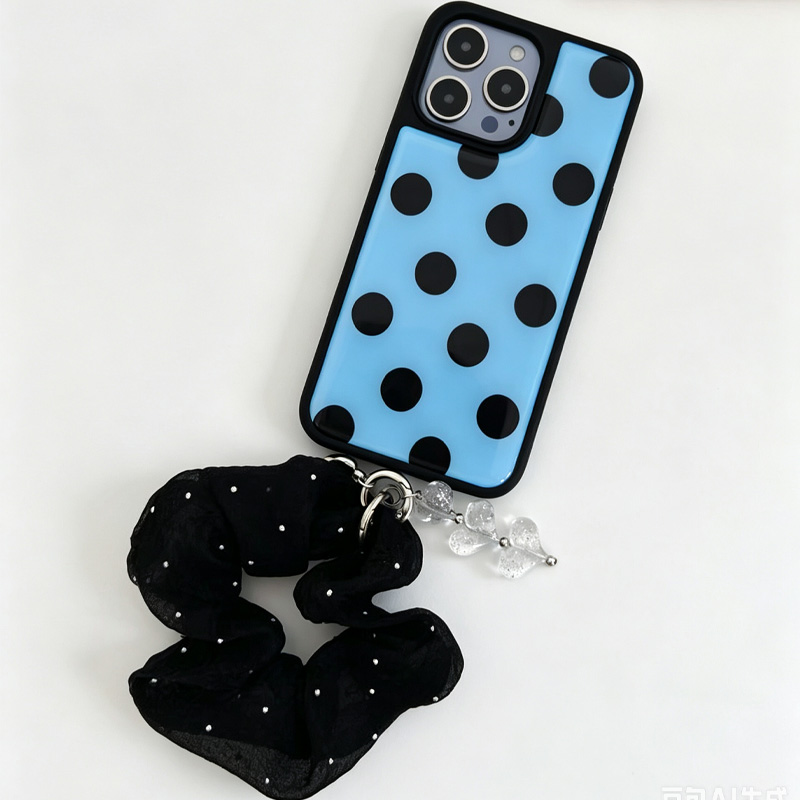 غطاء هاتف أزرق وأسود منقط مع ح - مراجعة Phone Cases With Charms وسعره