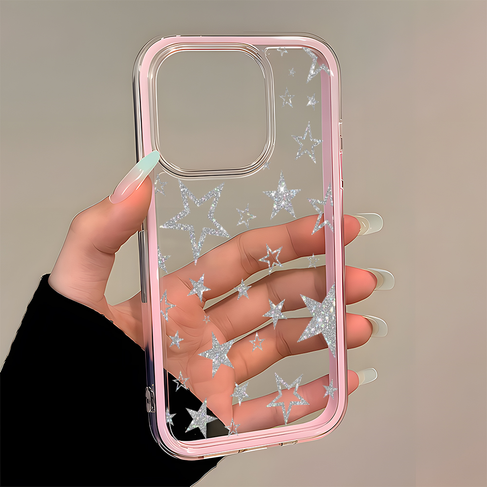 غطاء هاتف شفاف بنمط نجوم فضية  - مراجعة Phone Cases Pinterest وسعره