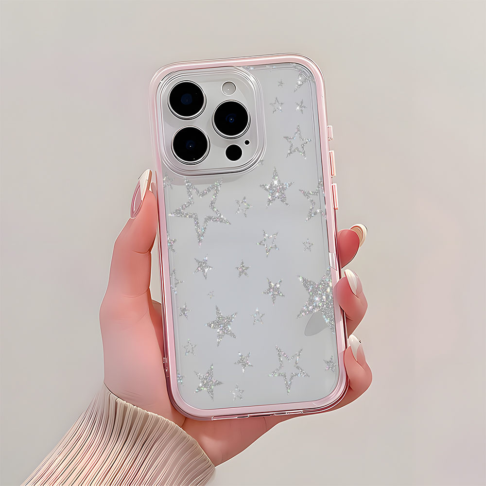 غطاء هاتف شفاف بنمط نجوم فضية  - مراجعة Phone Cases Pinterest وسعره