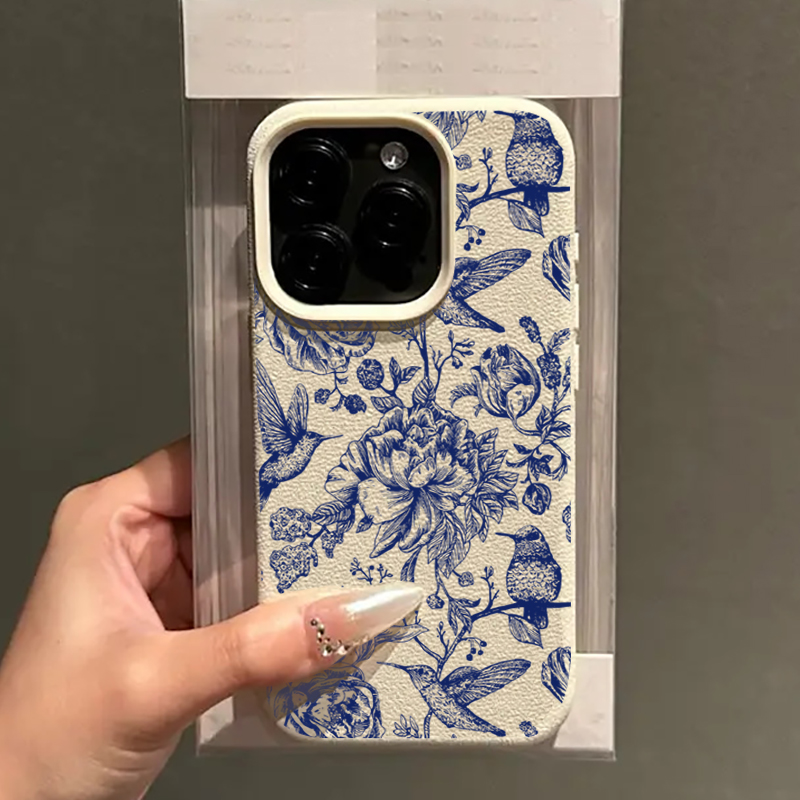 غطاء هاتف بنمط زهور وطيور أزرق - مراجعة Phone Cases Xs وسعره