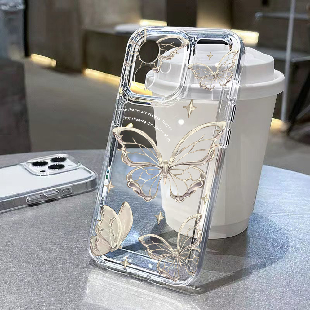 غطاء هاتف ذهبي بتصميم الفراشة  - مراجعة Phone Cases Pinterest وسعره